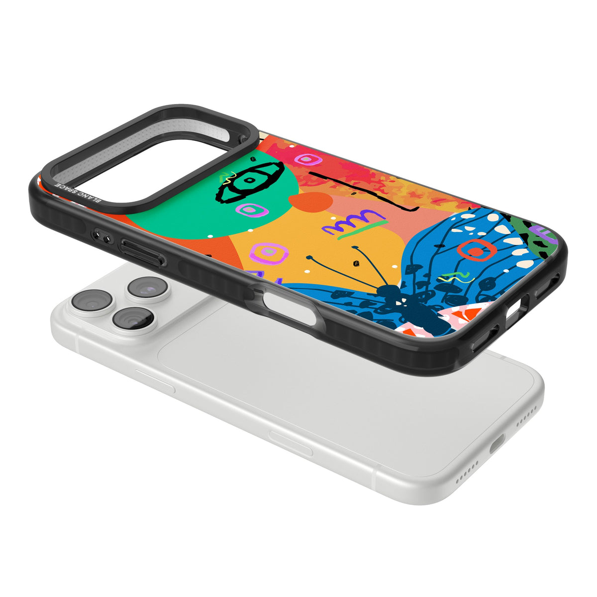 Abstract Butterfly iPhone 18 Pro Max Impact Black Phone Case angled