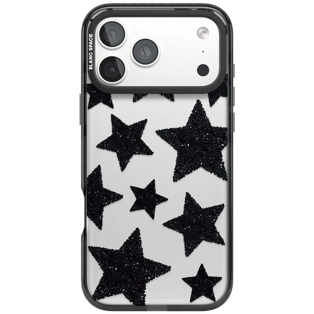 Beaded Black Stars iPhone 18 Pro Max Impact Black Phone Case front