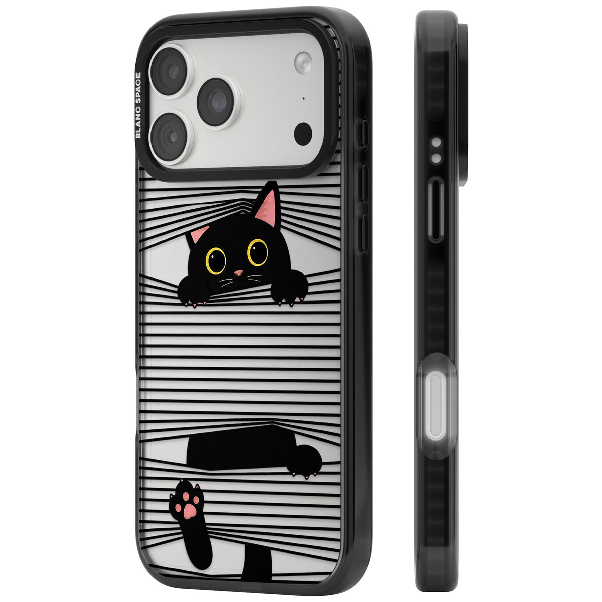 Peek-a-Boo Cat iPhone 18 Pro Max Impact Black Phone Case side
