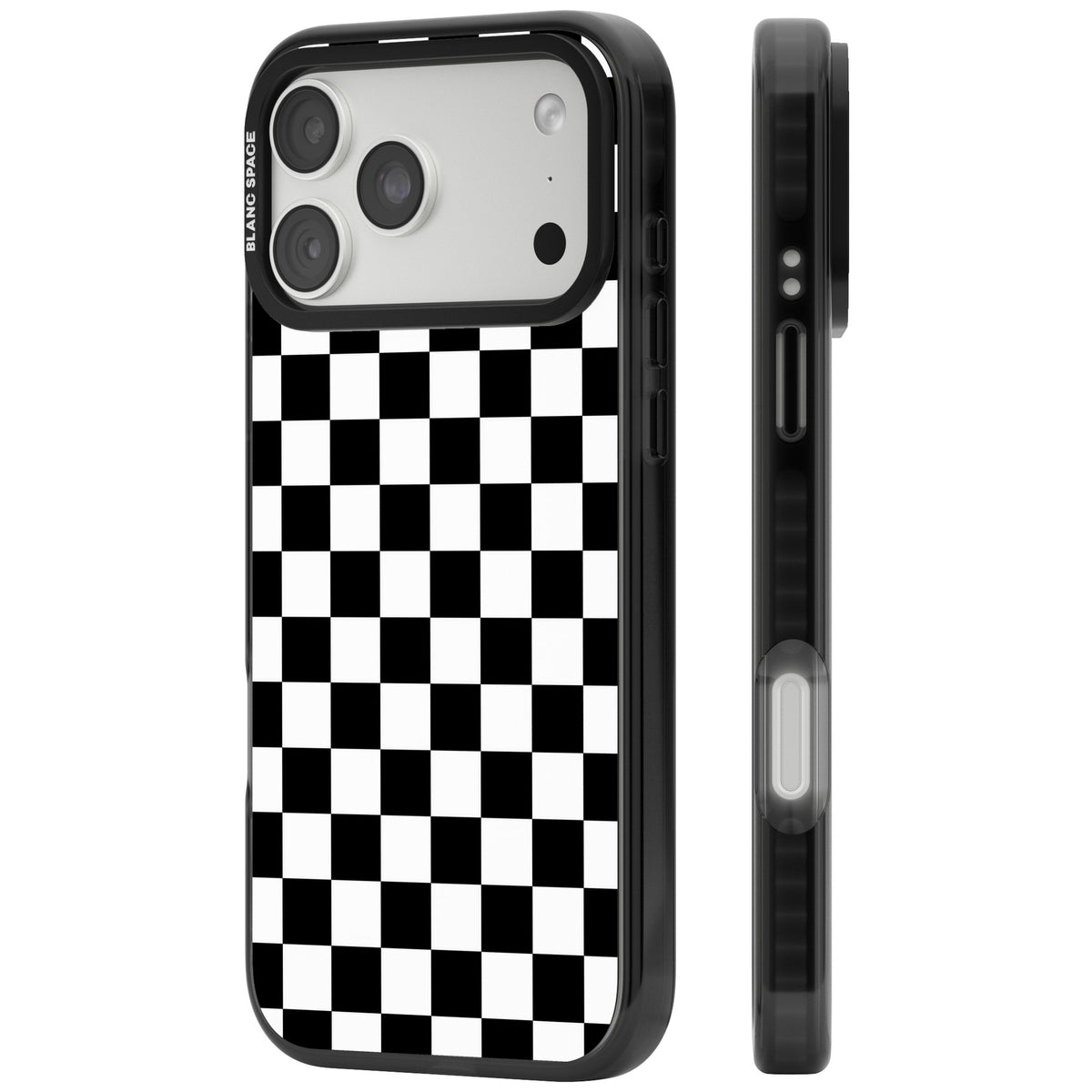Checkerboard iPhone 18 Pro Max Impact Black Phone Case side