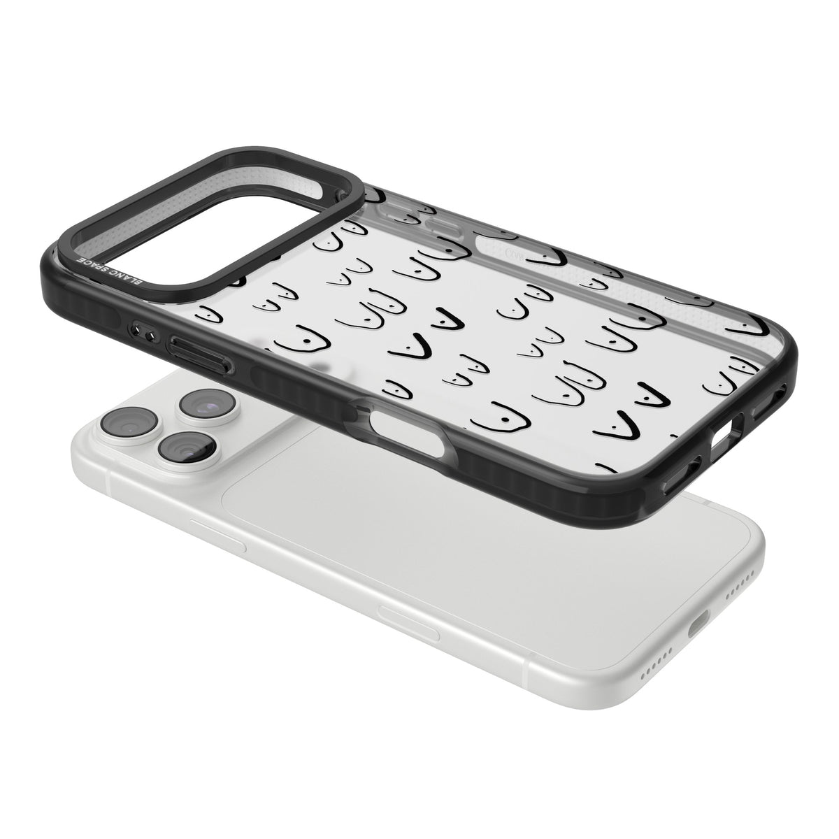 Boob Pattern (Black) iPhone 18 Pro Max Impact Black Phone Case angled
