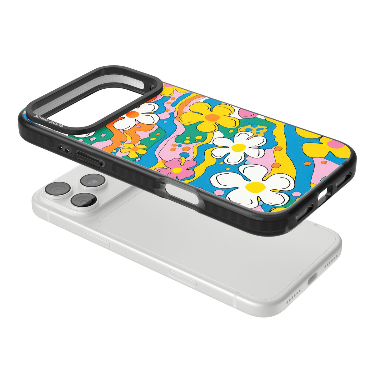 Vibrant Bloom iPhone 18 Pro Max Impact Black Phone Case angled