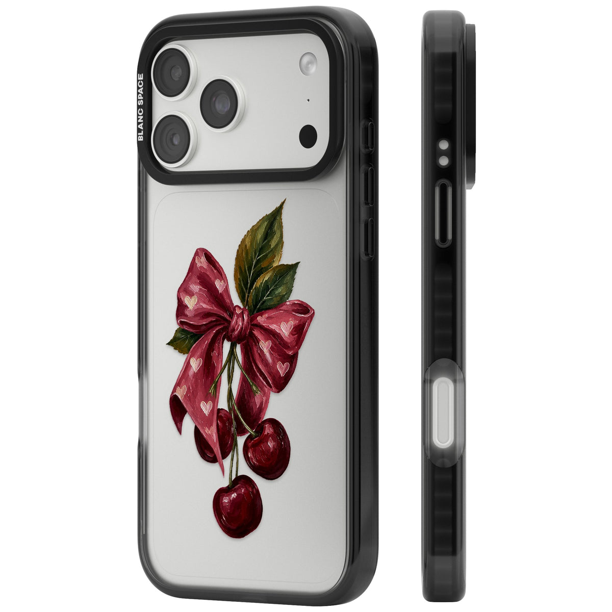Cherry Sonnet iPhone 18 Pro Max Impact Black Phone Case side