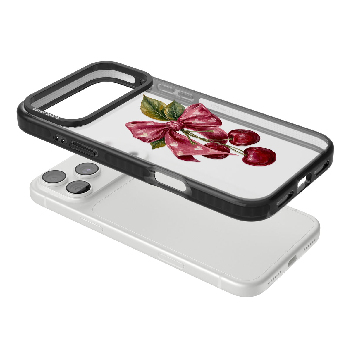 Cherry Sonnet iPhone 18 Pro Max Impact Black Phone Case angled