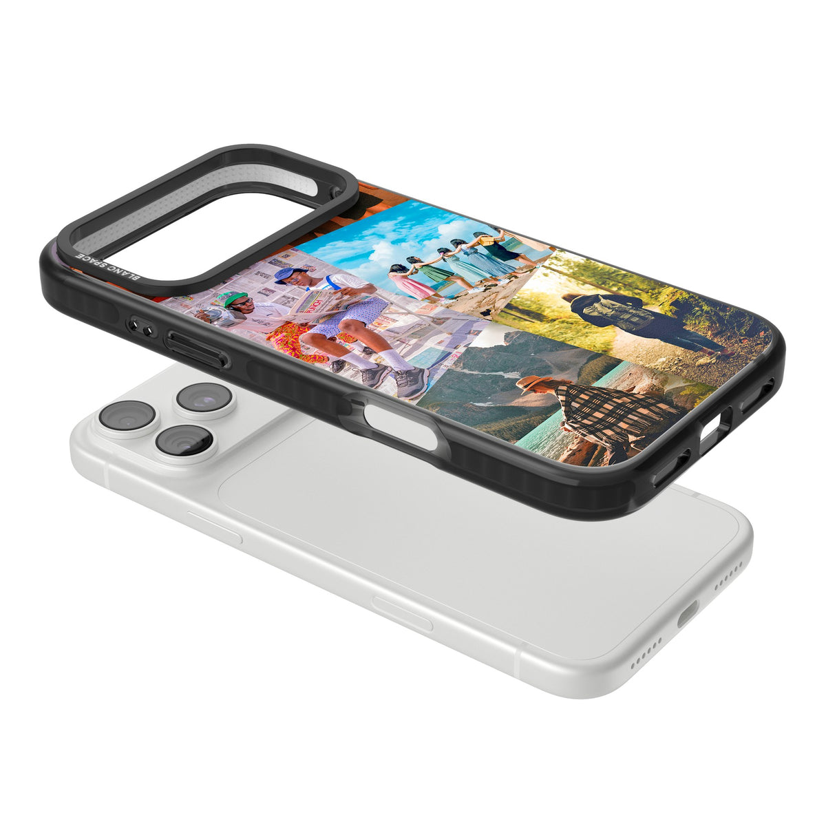 Personalised Abstract Photo Grid iPhone 18 Pro Max Impact Black Phone Case angled