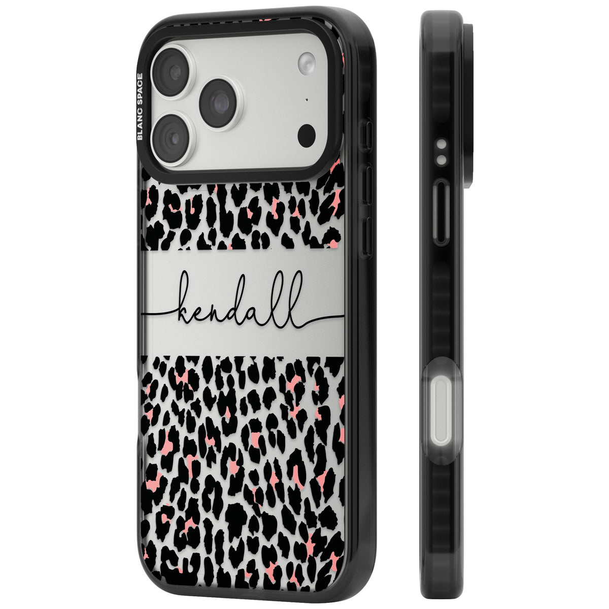 Personalised Tatty Leopard iPhone 18 Pro Max Impact Black Phone Case side