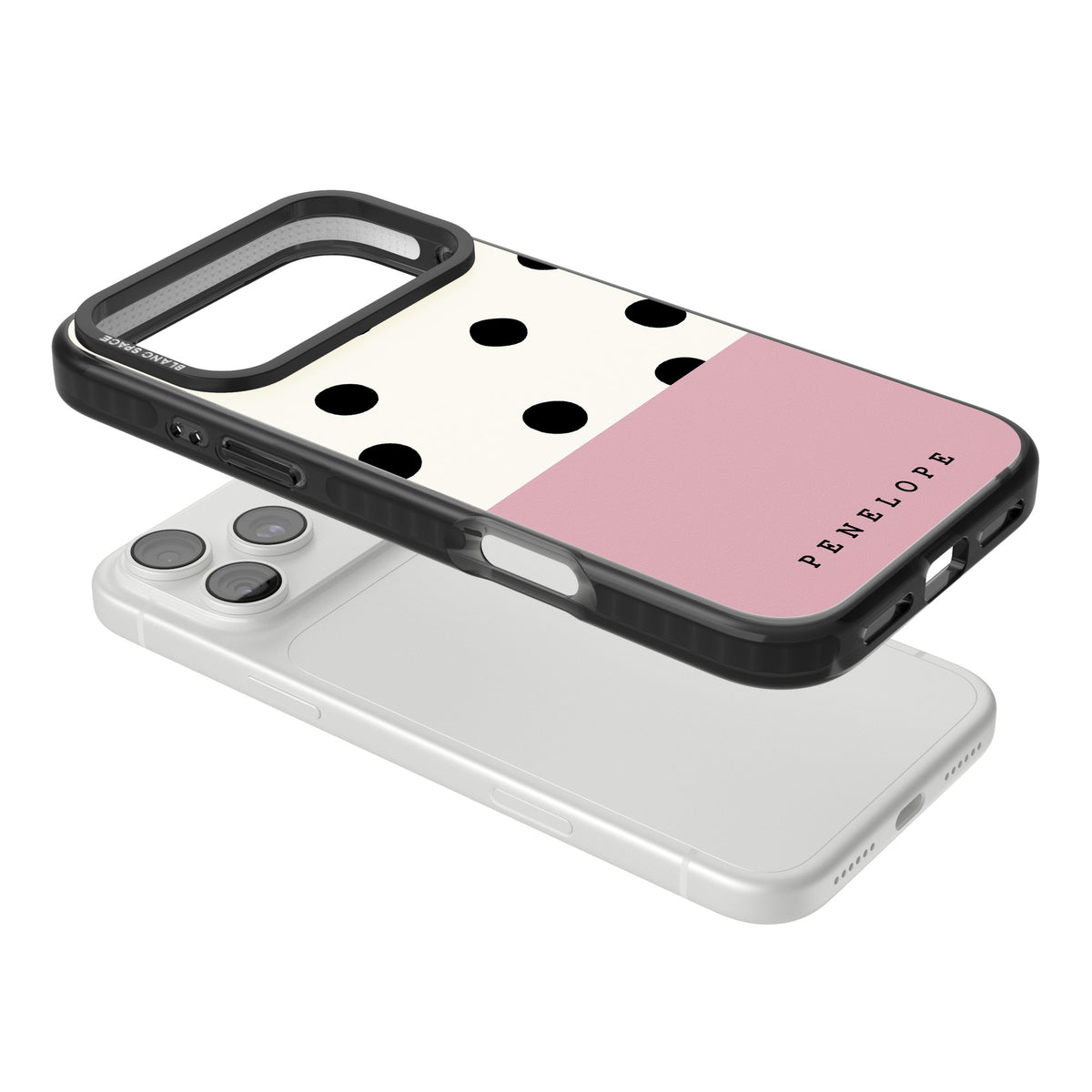 Penelope's Dots iPhone 18 Pro Max Impact Black Phone Case angled