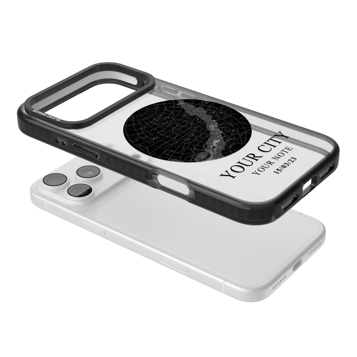 Personalised Star Map iPhone 18 Pro Max Impact Black Phone Case angled