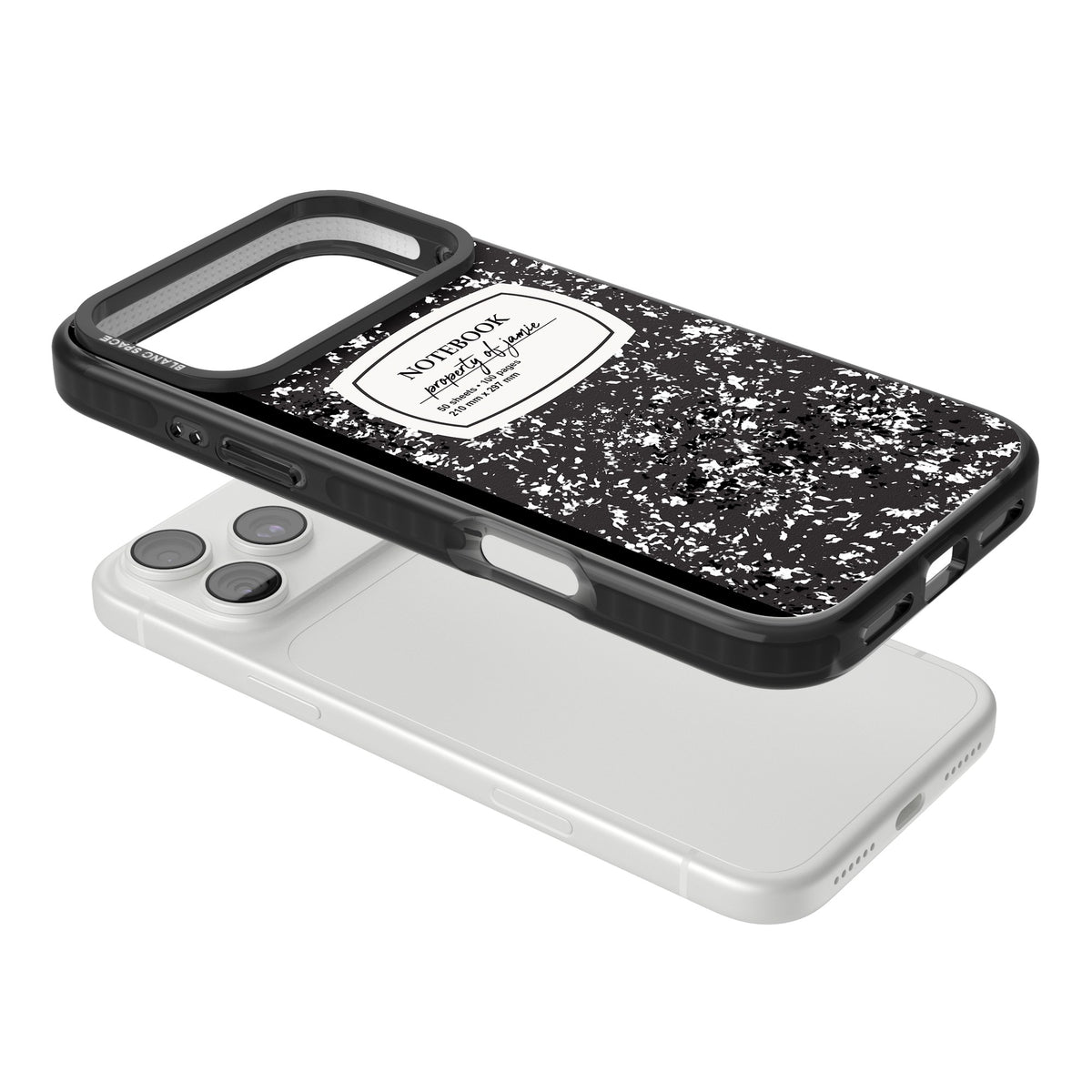 Personalised Classic Composition iPhone 18 Pro Max Impact Black Phone Case angled