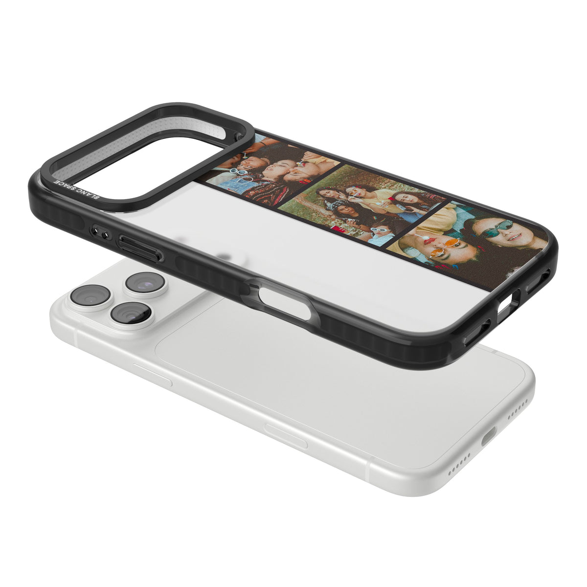 Personalised Photo Strip iPhone 18 Pro Max Impact Black Phone Case angled