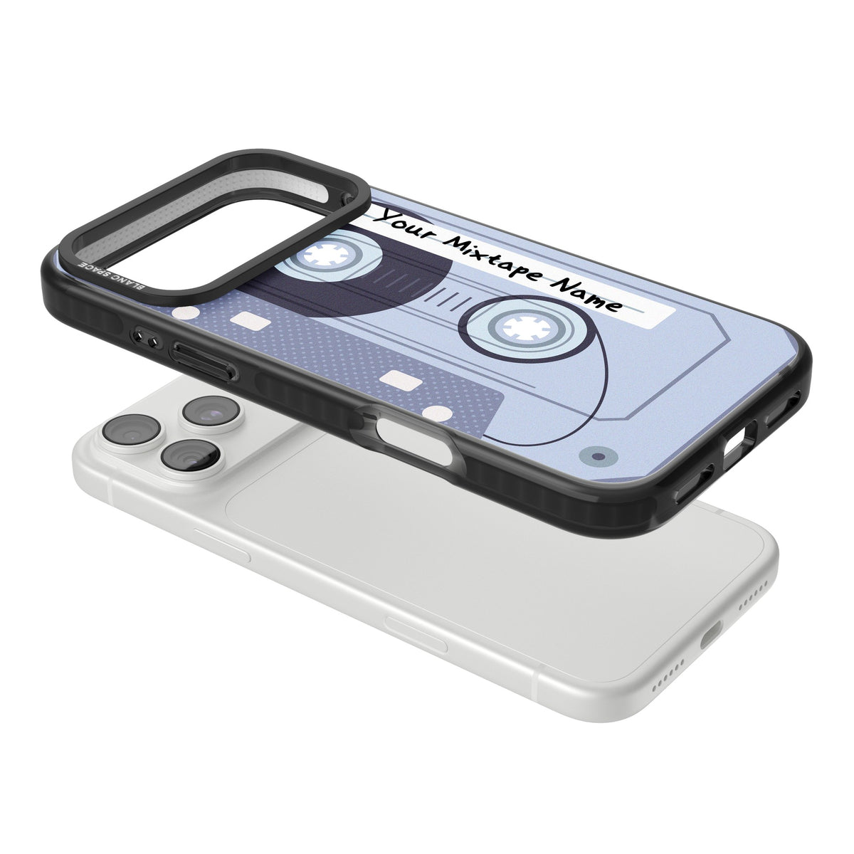 Personalised Retro Mixtape Industrial iPhone 18 Pro Max Impact Black Phone Case angled