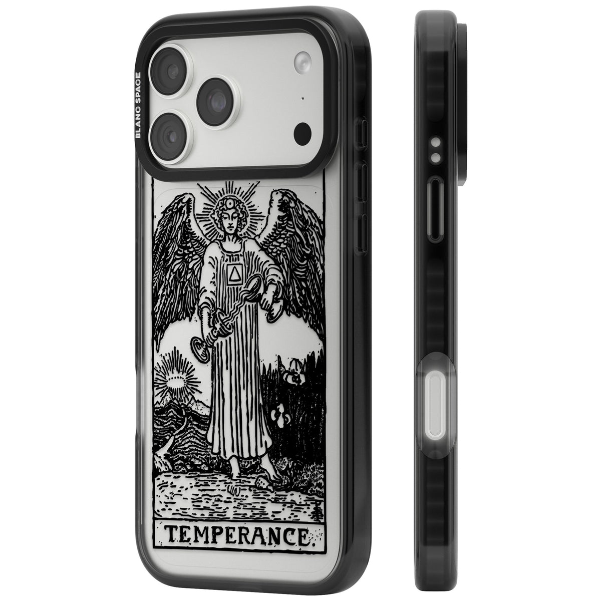 Personalised Temperance Tarot Card (Clear) iPhone 18 Pro Max Impact Black Phone Case side