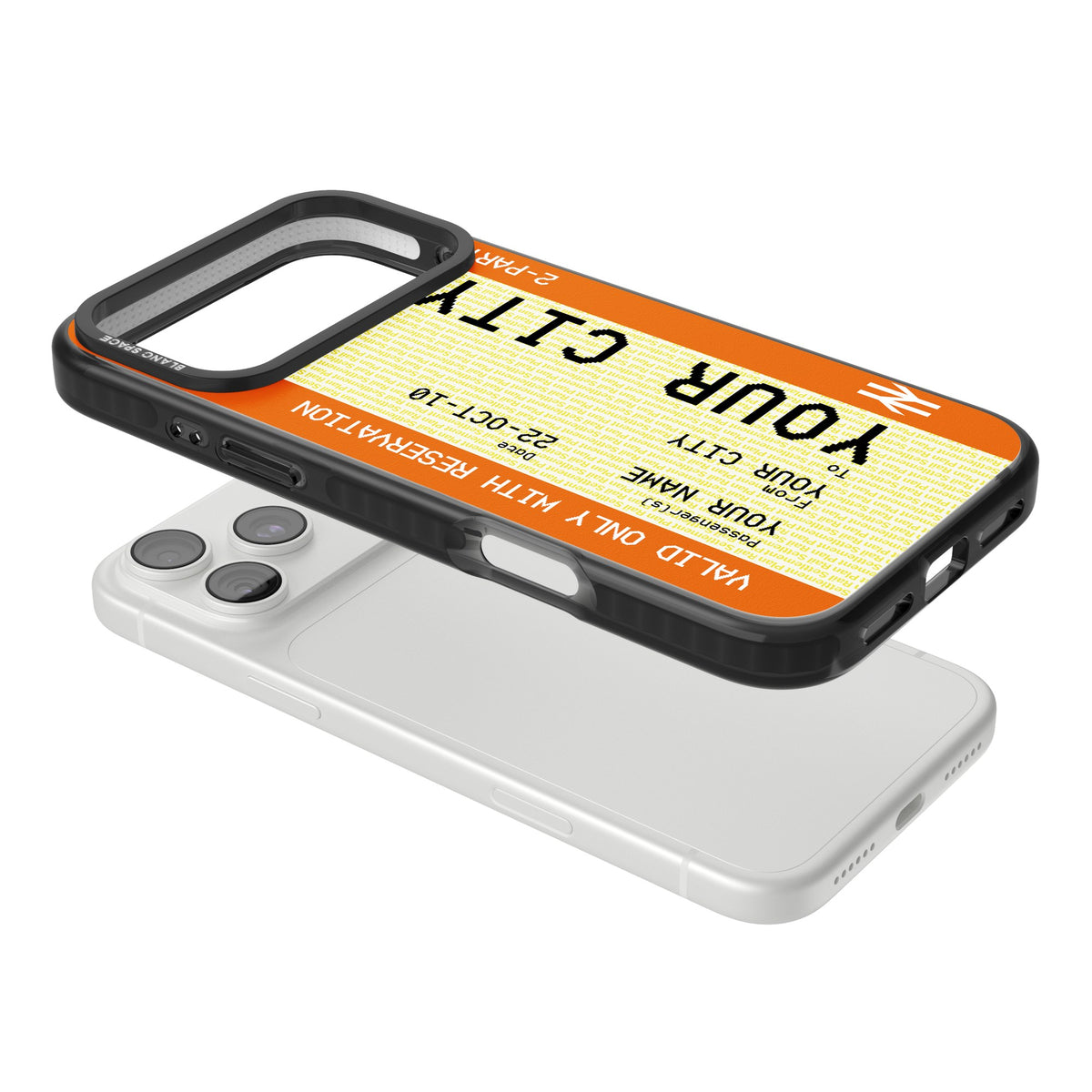Personalised Create Your Own Train Ticket iPhone 18 Pro Max Impact Black Phone Case angled