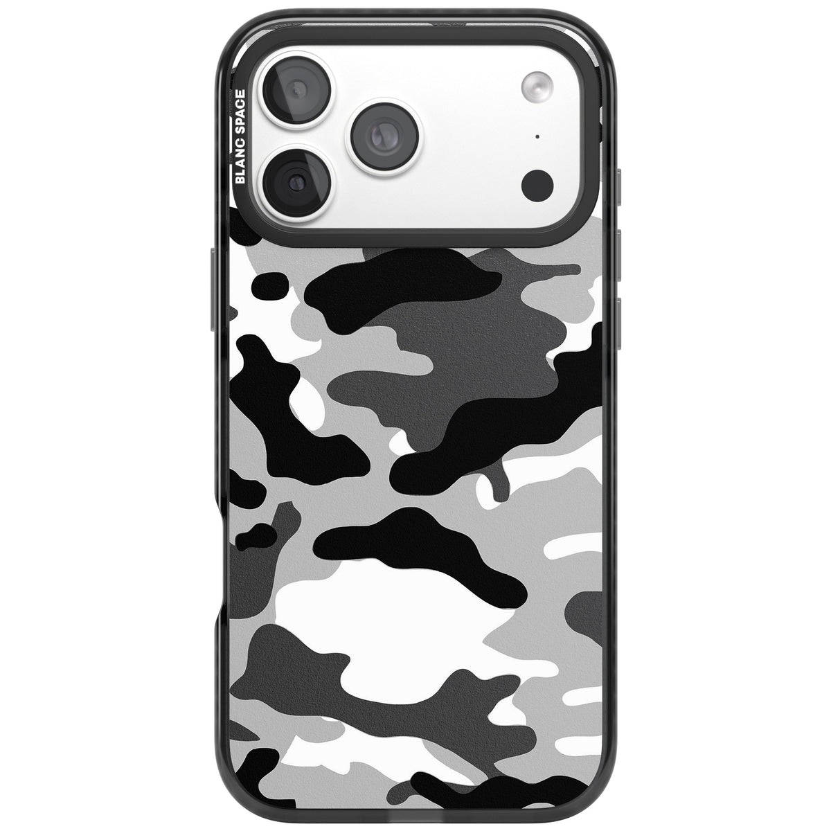 Grey Camo iPhone 18 Pro Max Impact Black Phone Case front