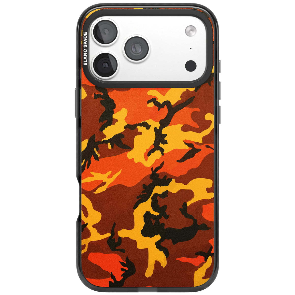 Orange Camo iPhone 18 Pro Max Impact Black Phone Case front