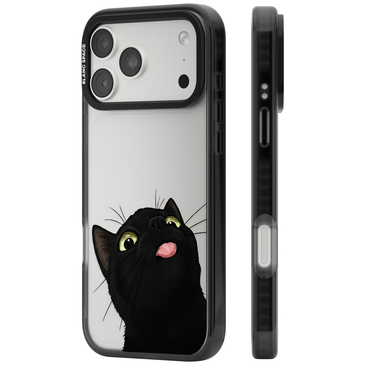 Black Cat Energy iPhone 18 Pro Max Impact Black Phone Case side