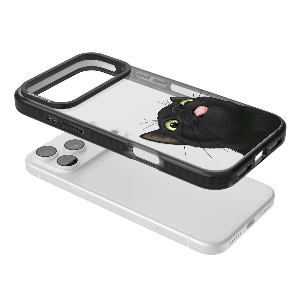 Black Cat Energy iPhone 18 Pro Max Impact Black Phone Case angled