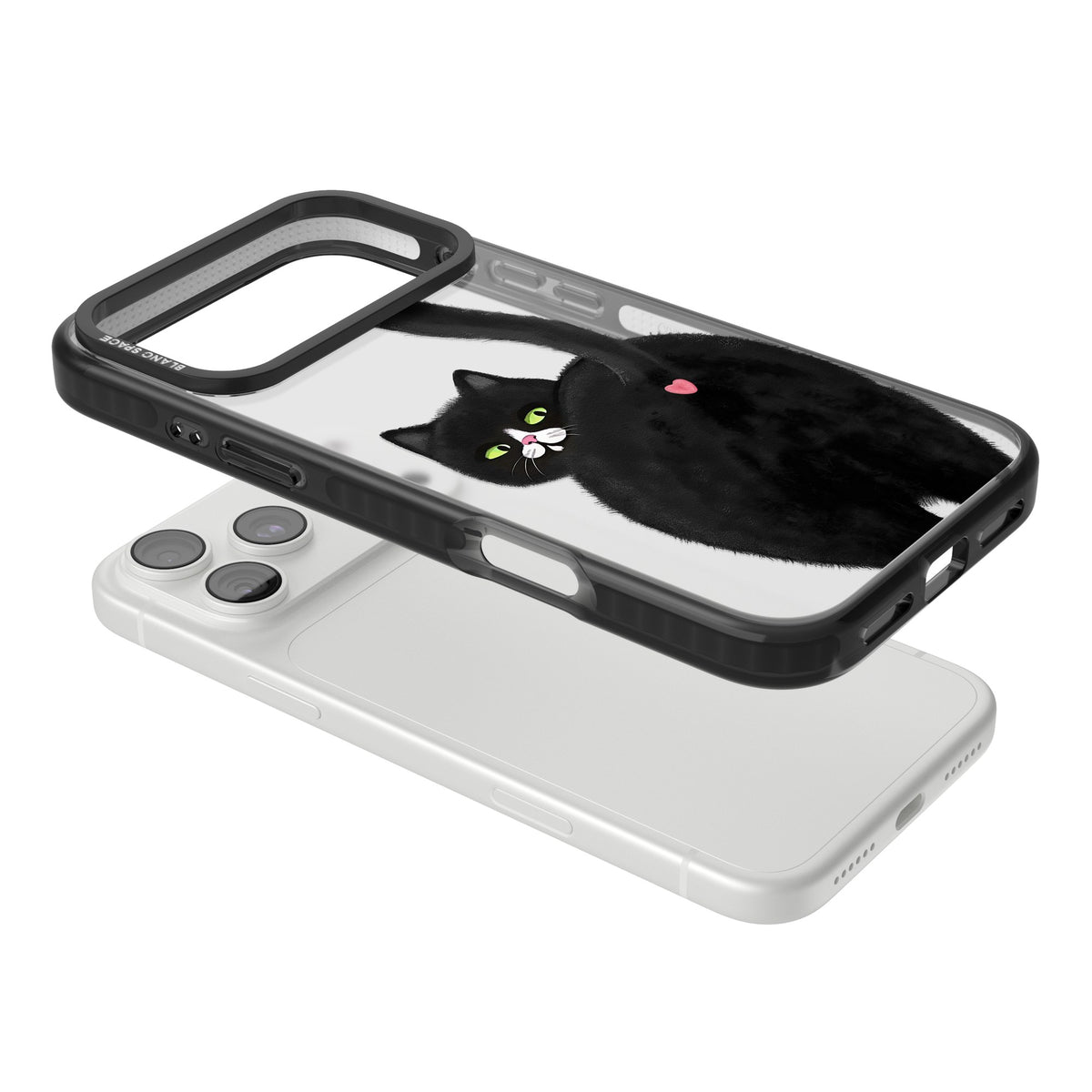 The Cat's Kiss iPhone 18 Pro Max Impact Black Phone Case angled