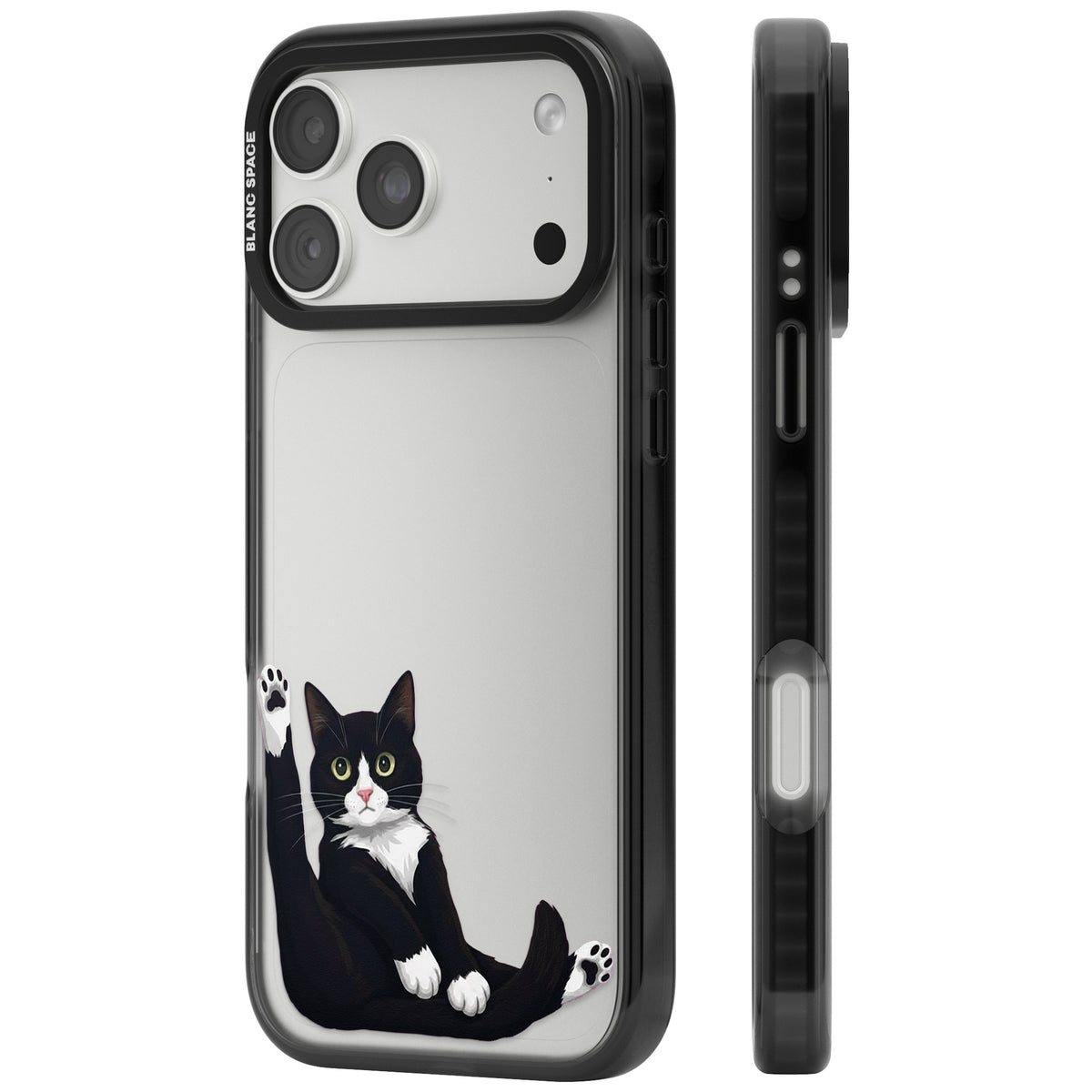Mid-Groom Cat iPhone 18 Pro Max Impact Black Phone Case side