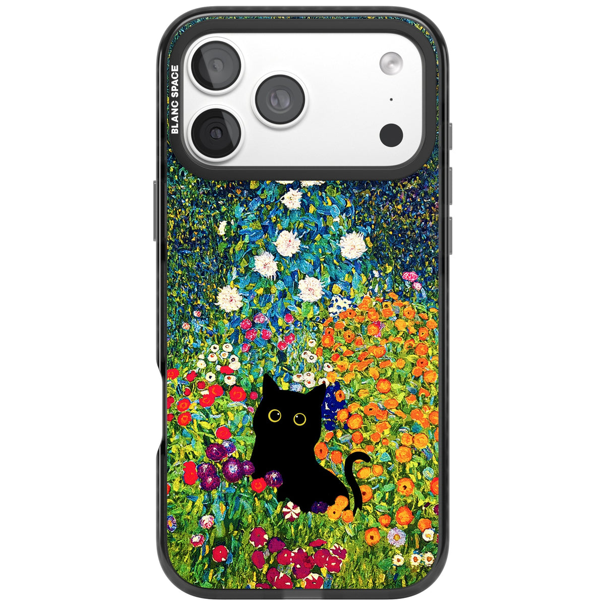 Cat in Klimt's Garden iPhone 18 Pro Max Impact Black Phone Case front