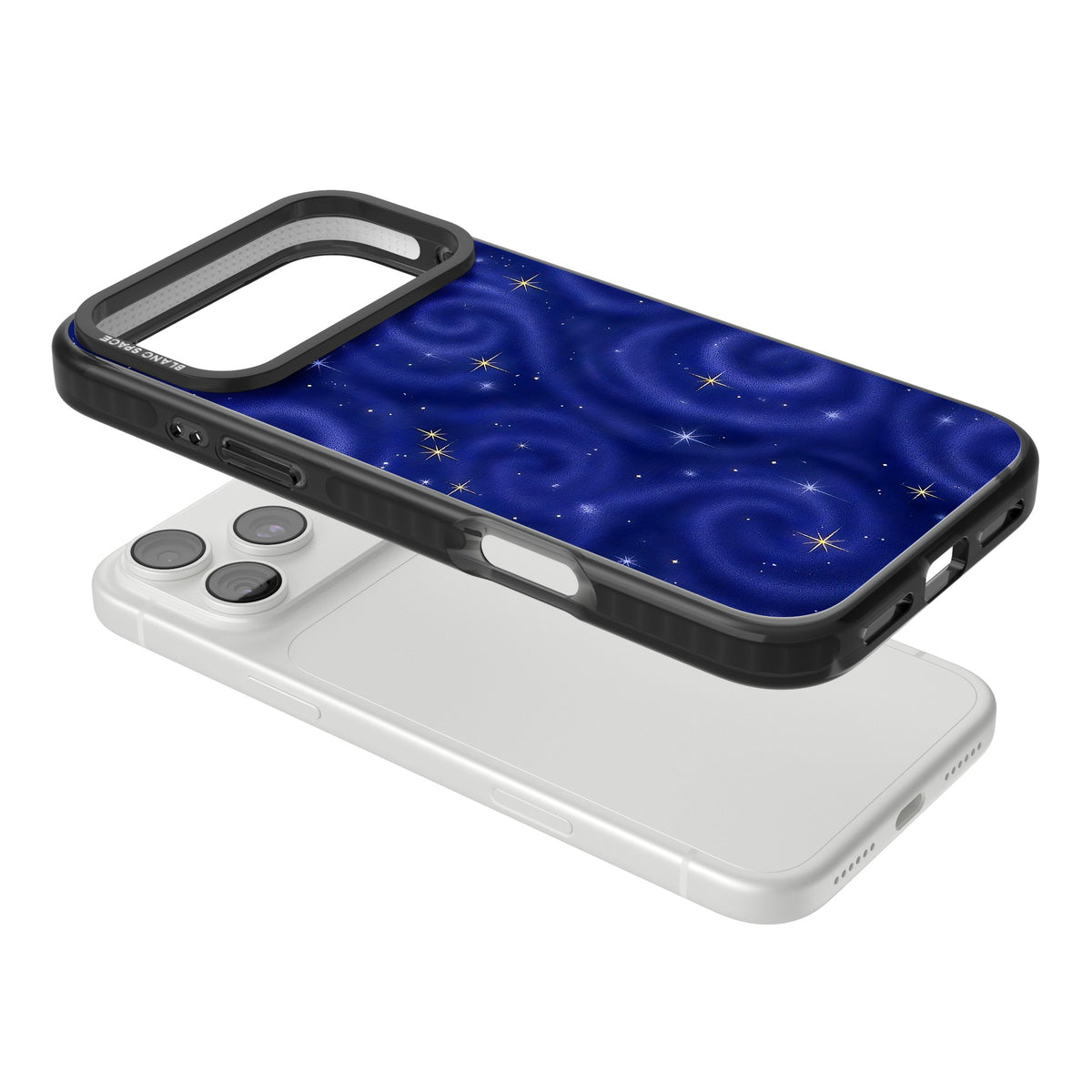 Indigo Cosmos iPhone 18 Pro Max Impact Black Phone Case angled