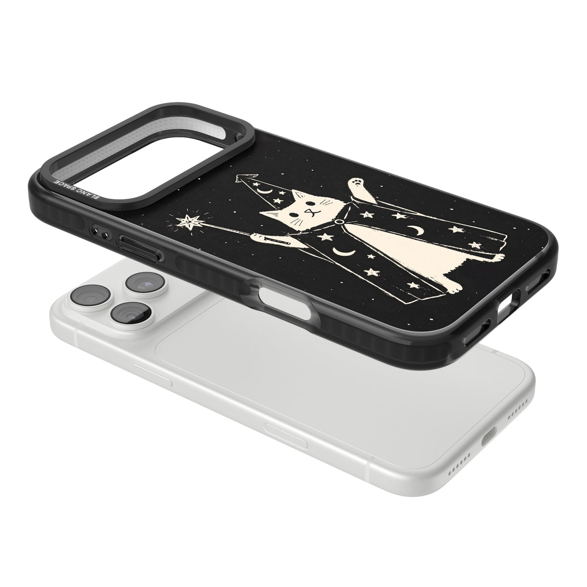 Whisker Wizard iPhone 18 Pro Max Impact Black Phone Case angled