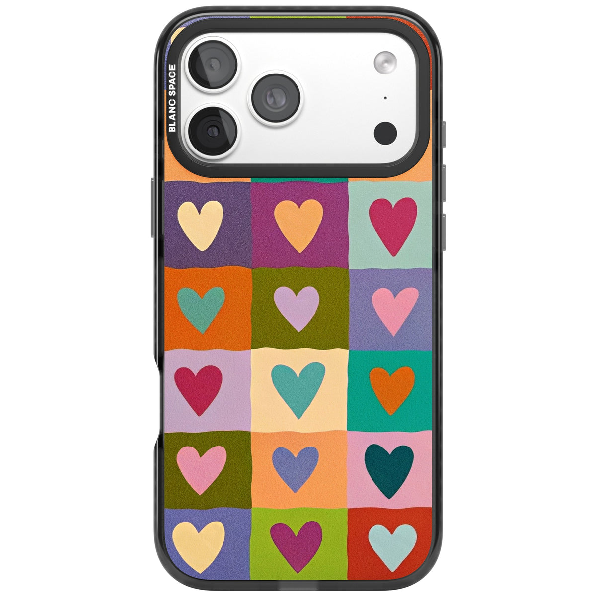 Heart Quilt iPhone 18 Pro Max Impact Black Phone Case front