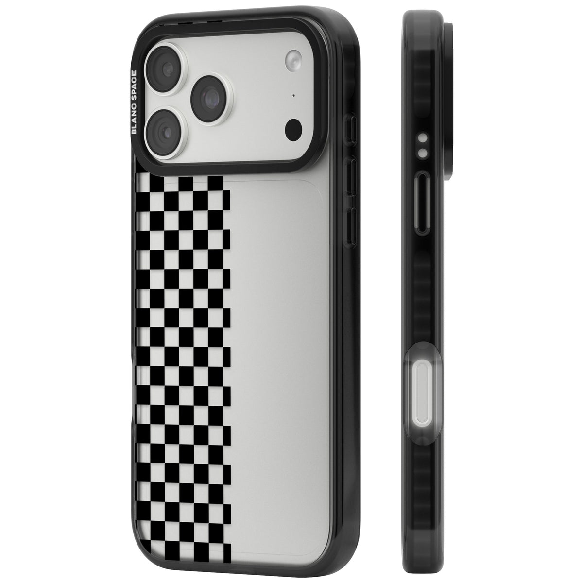Half Black Check iPhone 18 Pro Max Impact Black Phone Case side