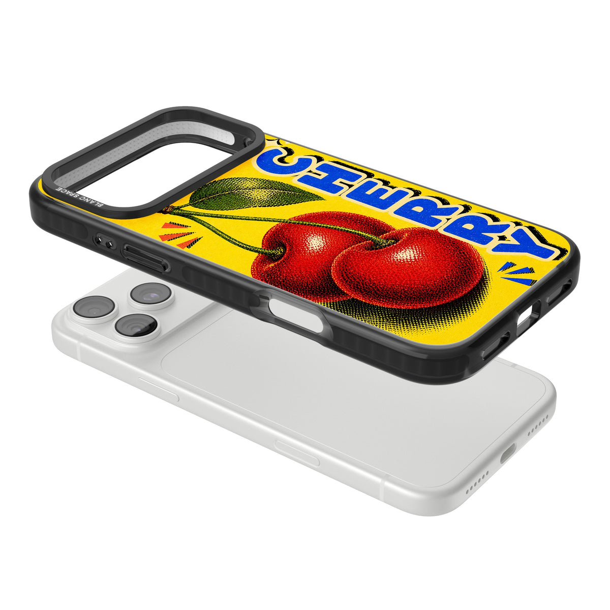 Cherry Yellow iPhone 18 Pro Max Impact Black Phone Case angled