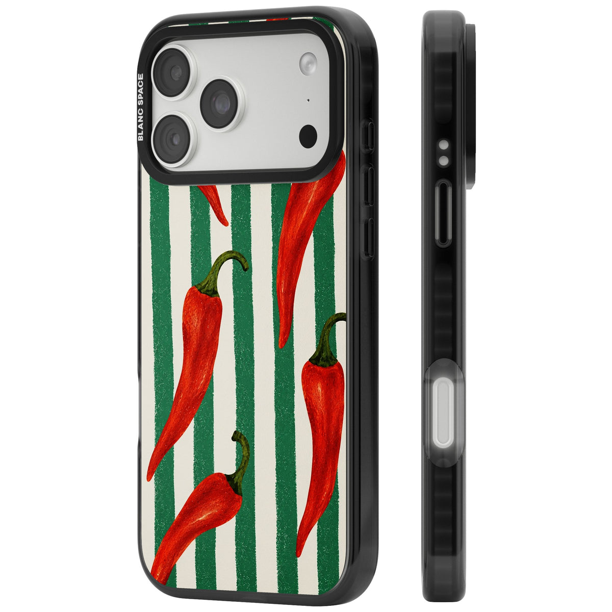 Striped Chillis iPhone 18 Pro Max Impact Black Phone Case side