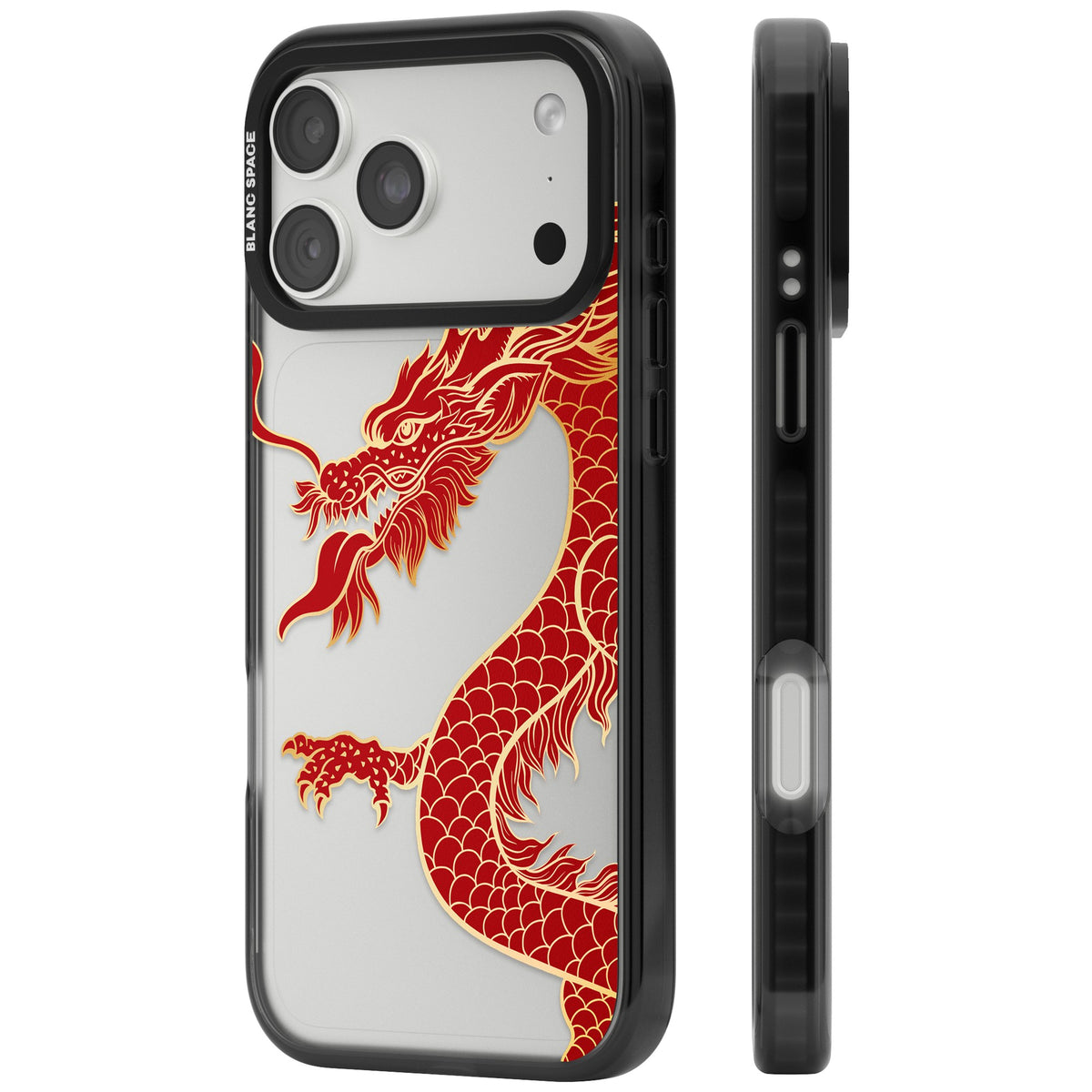 Red Dragon iPhone 18 Pro Max Impact Black Phone Case side