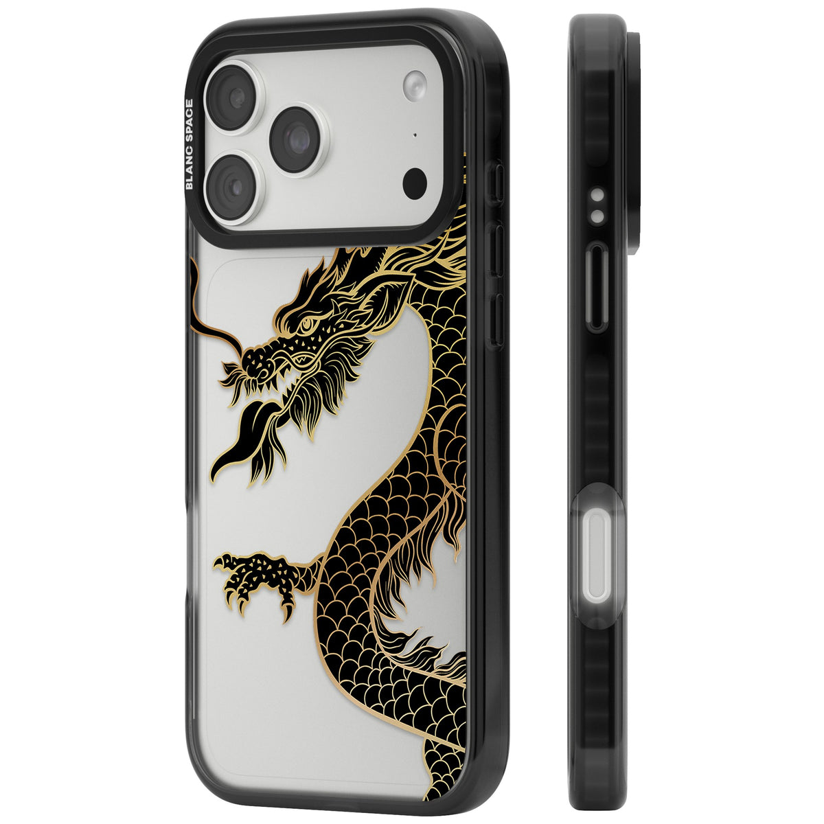 Large Black Dragon iPhone 18 Pro Max Impact Black Phone Case side