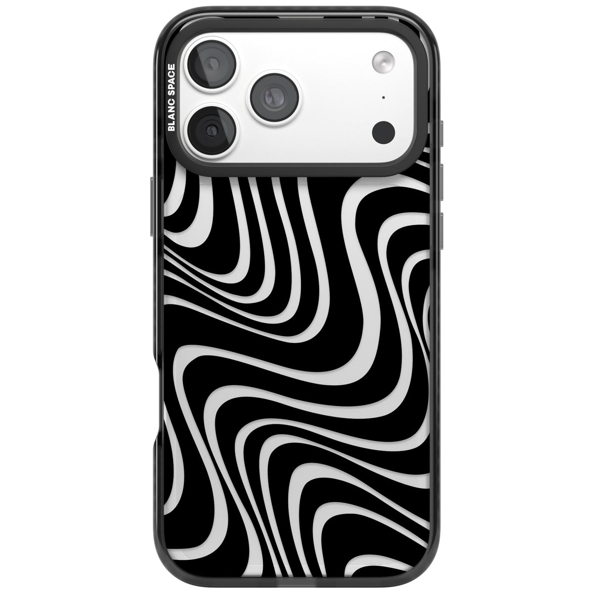 Abstract Waves iPhone 18 Pro Max Impact Black Phone Case front