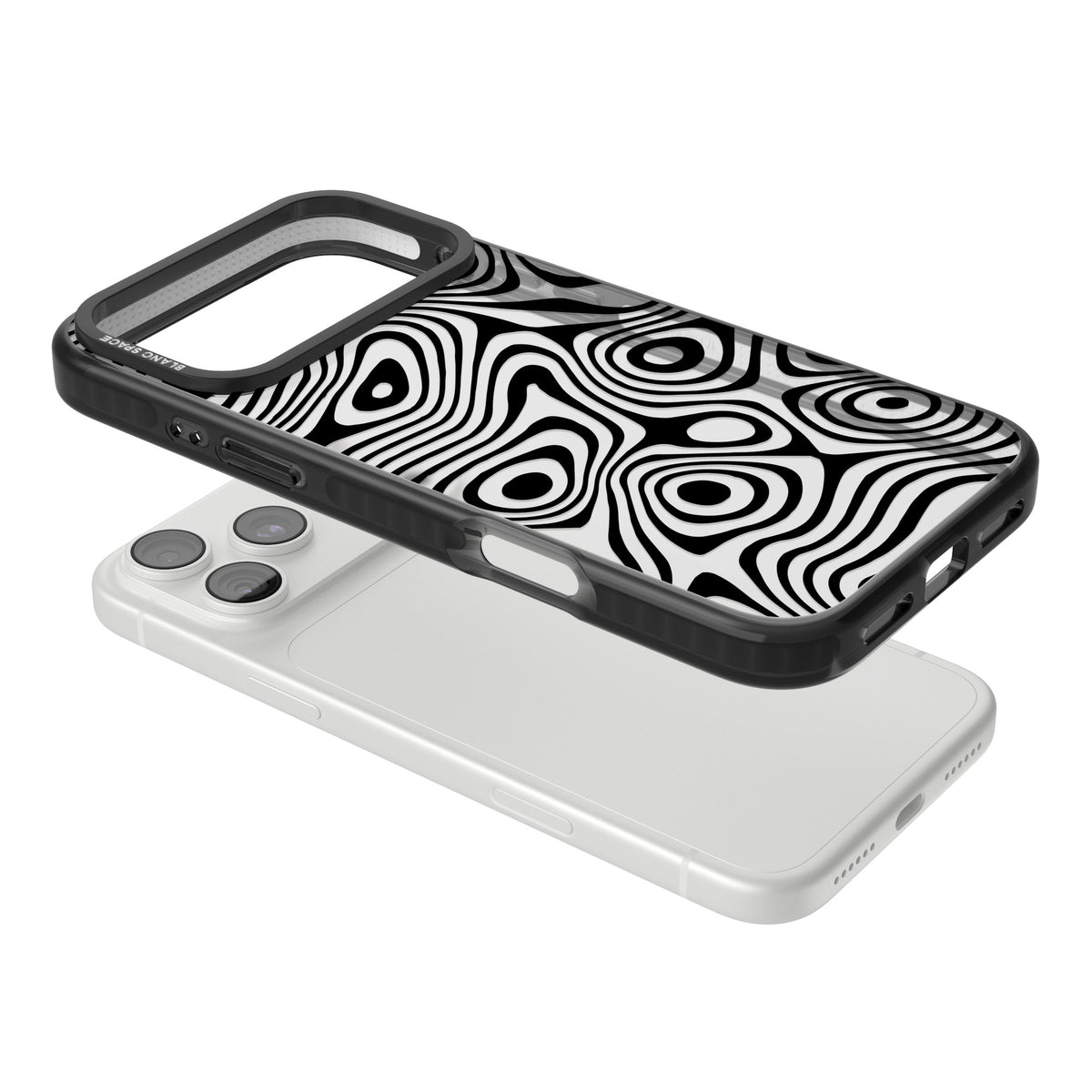 Dark Topographic Map iPhone 18 Pro Max Impact Black Phone Case angled