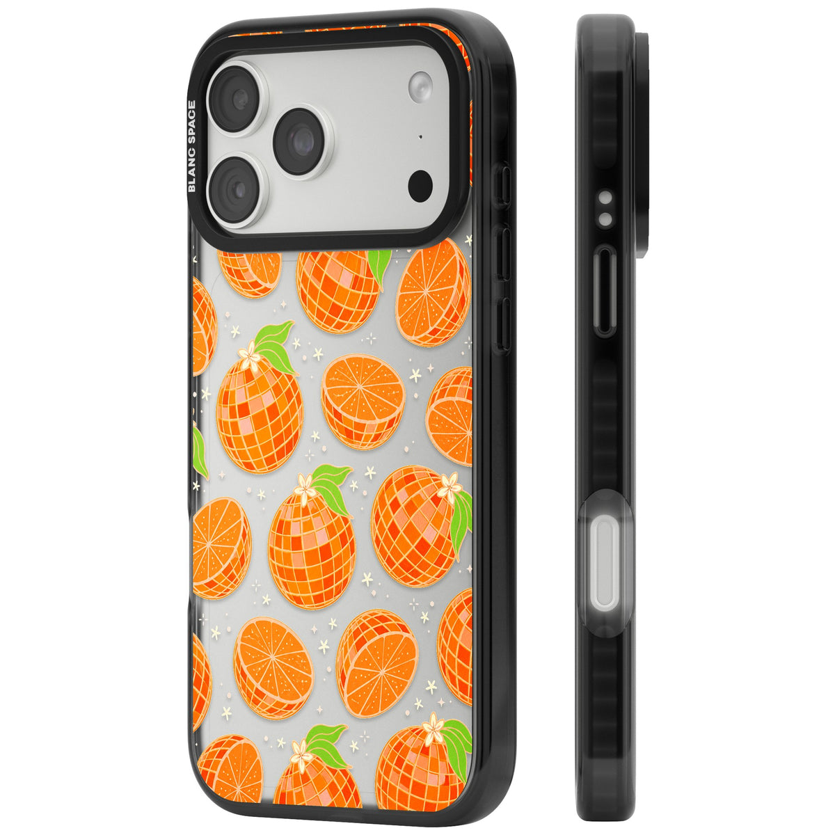 Disco Oranges iPhone 18 Pro Max Impact Black Phone Case side
