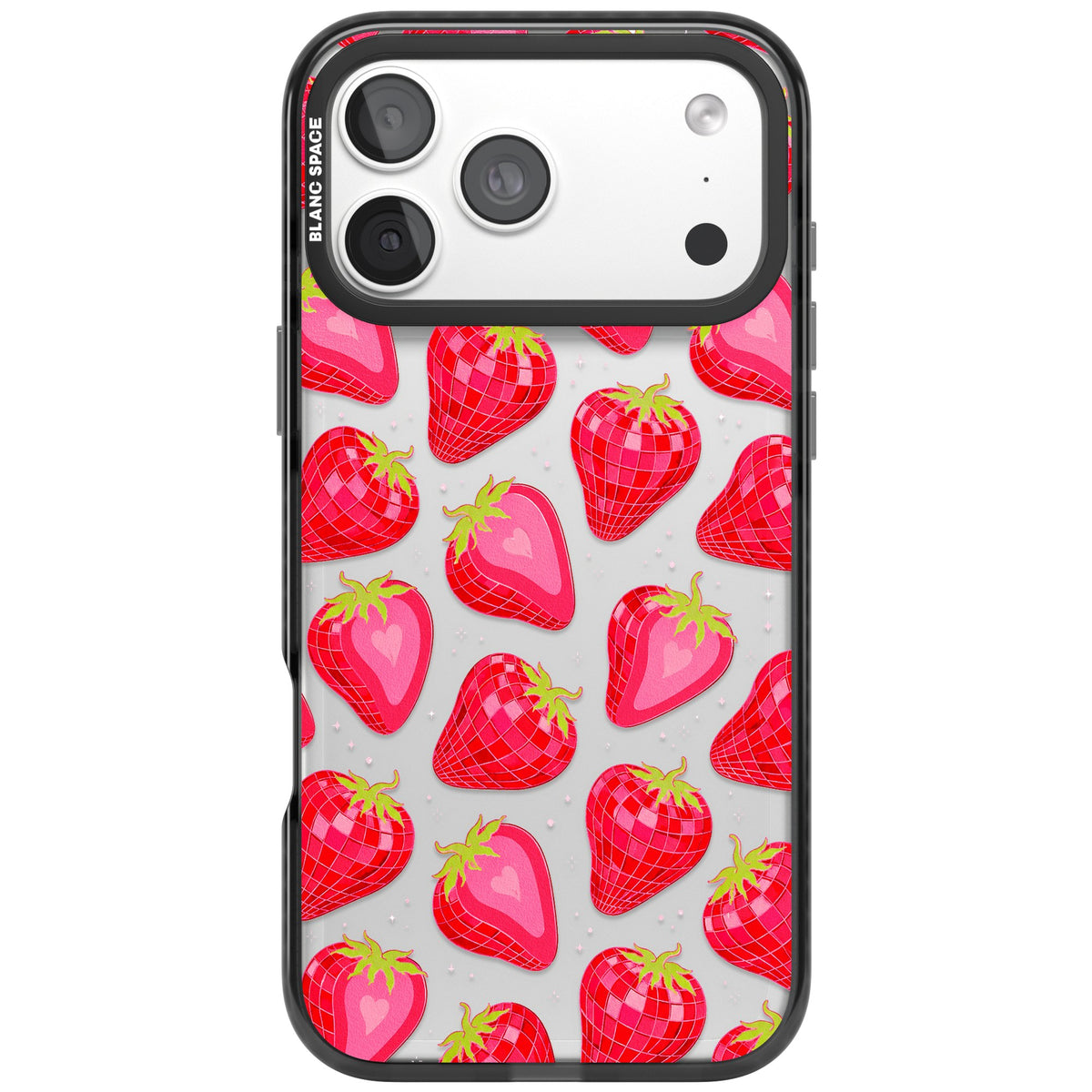Disco Strawberry iPhone 18 Pro Max Impact Black Phone Case front