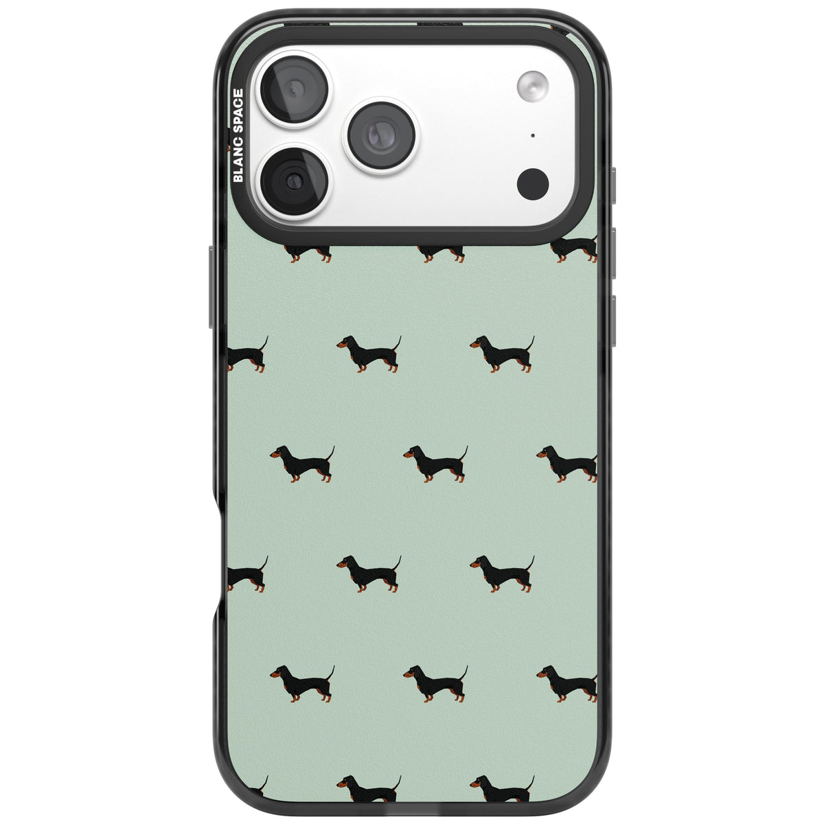 Dachshund Dog Pattern iPhone 18 Pro Max Impact Black Phone Case front
