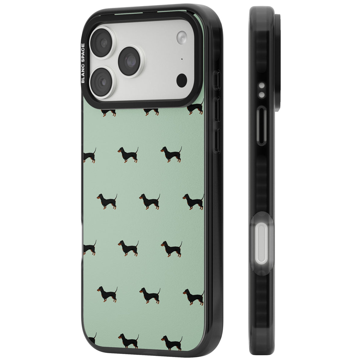 Dachshund Dog Pattern iPhone 18 Pro Max Impact Black Phone Case side
