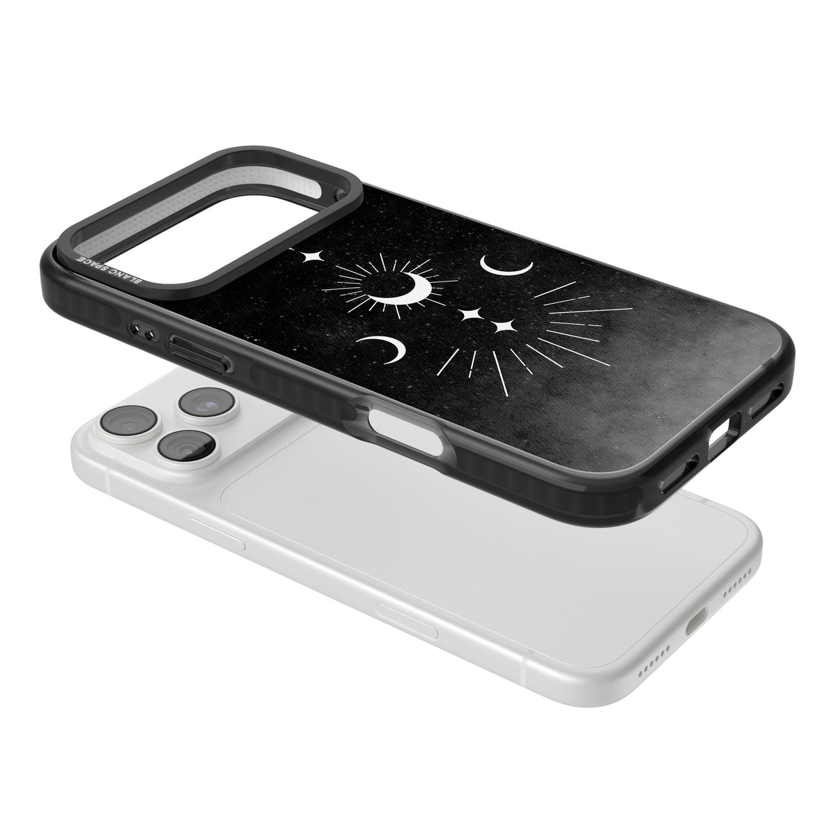 Lunar Mandala iPhone 18 Pro Max Impact Black Phone Case angled