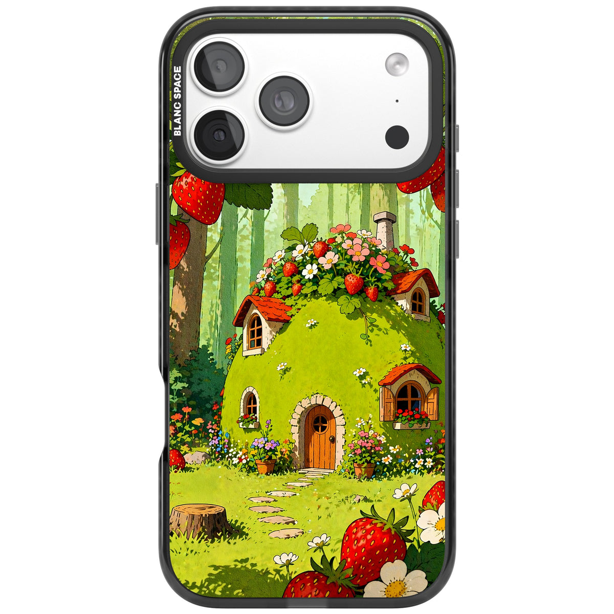 Strawberry Cottage iPhone 18 Pro Max Impact Black Phone Case front