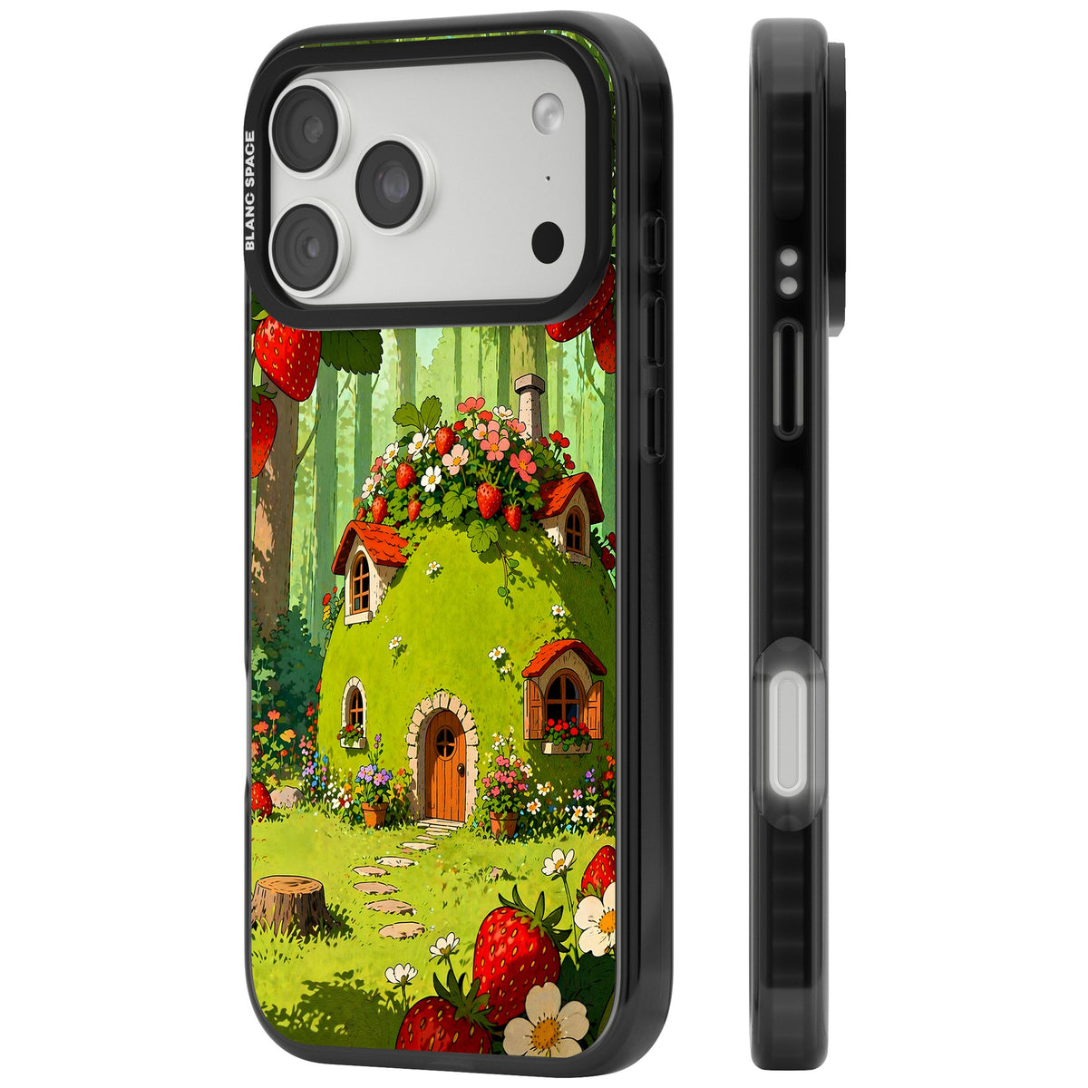 Strawberry Cottage iPhone 18 Pro Max Impact Black Phone Case side