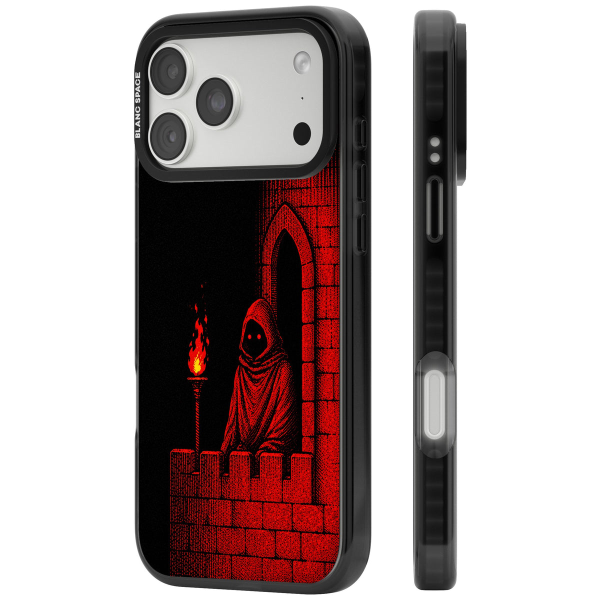 Crimson Crypt iPhone 18 Pro Max Impact Black Phone Case side
