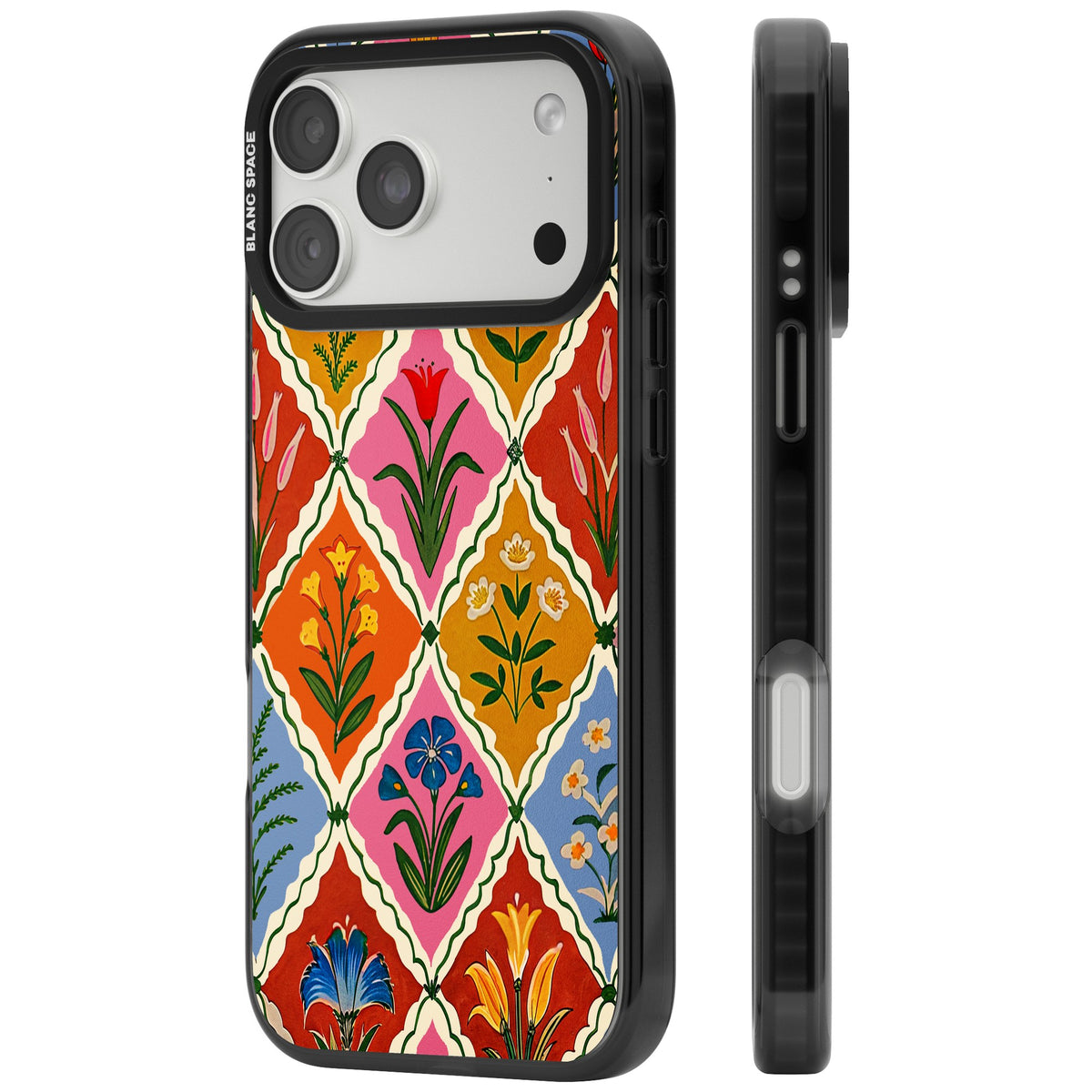 Floral Quilt iPhone 18 Pro Max Impact Black Phone Case side