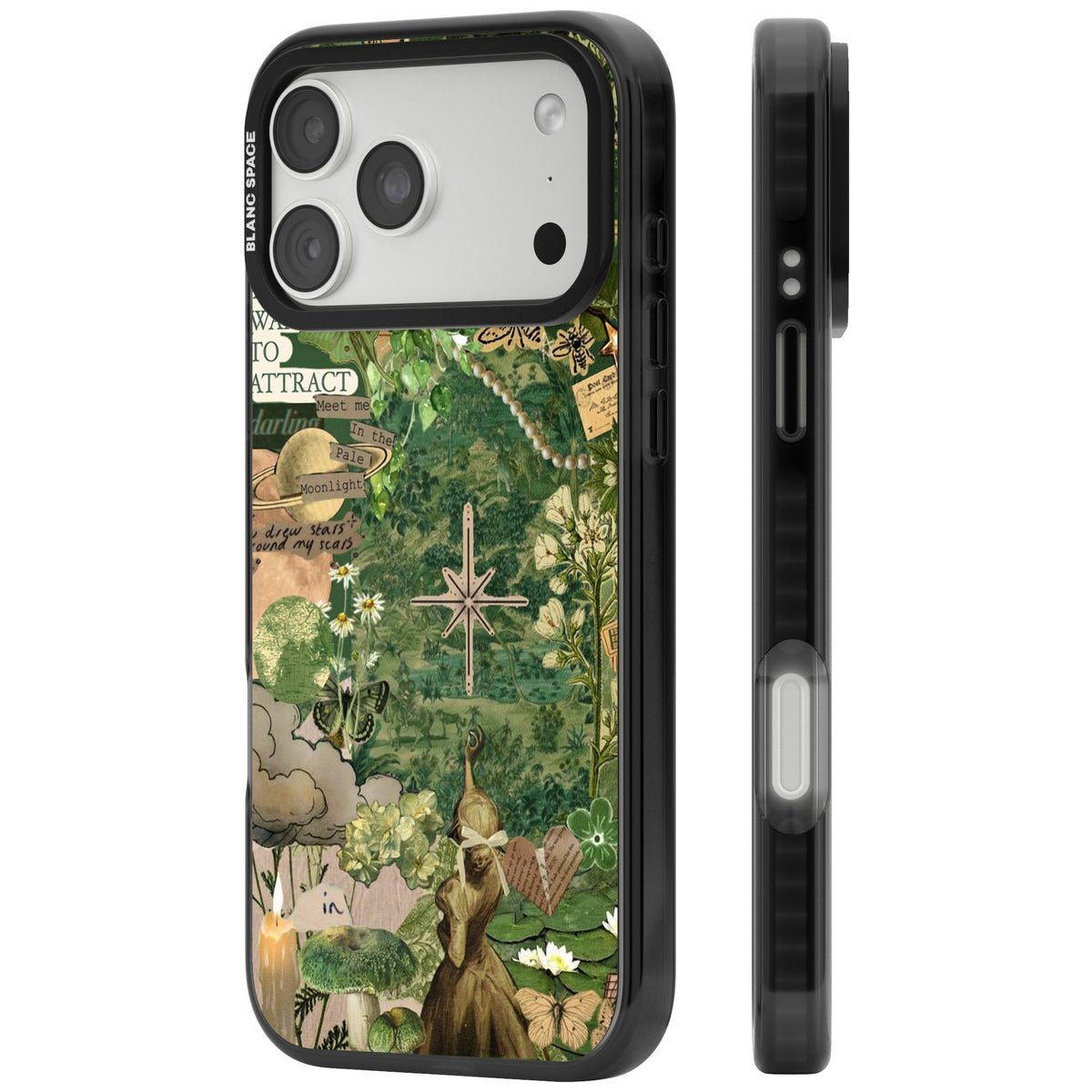 Green Vintage Collage iPhone 18 Pro Max Impact Black Phone Case side