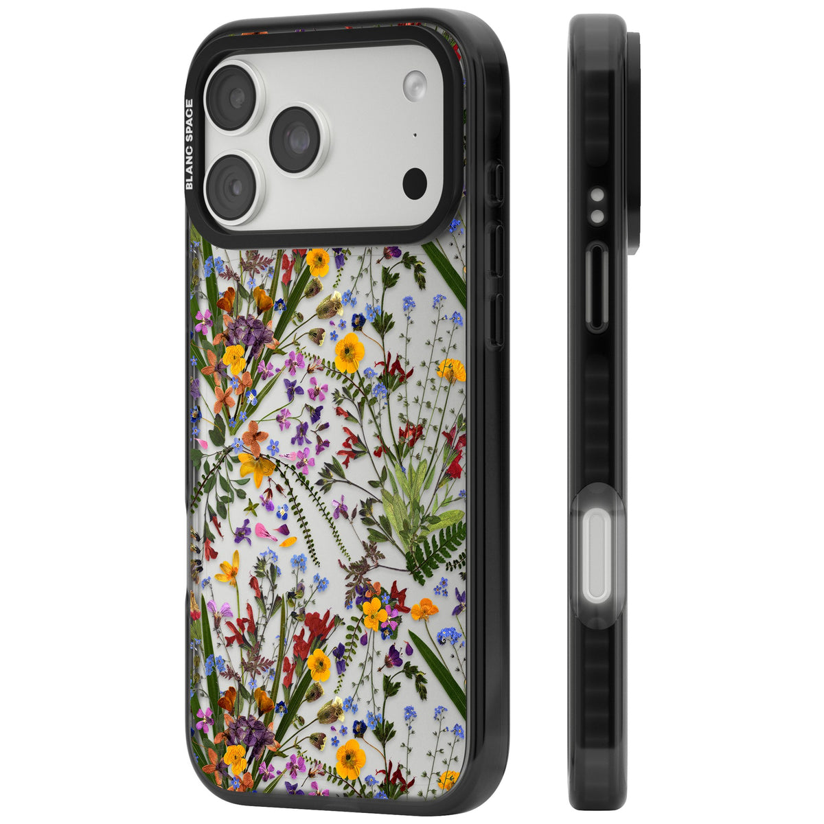 Wildflowers & Leaves iPhone 18 Pro Max Impact Black Phone Case side