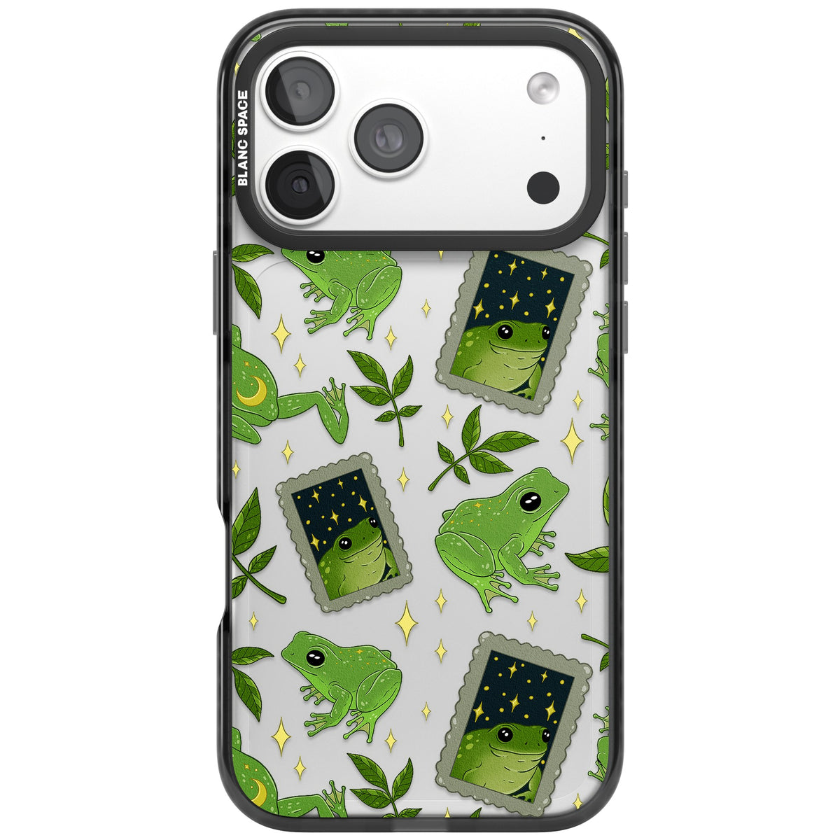 Starry Frog Stamps iPhone 18 Pro Max Impact Black Phone Case front