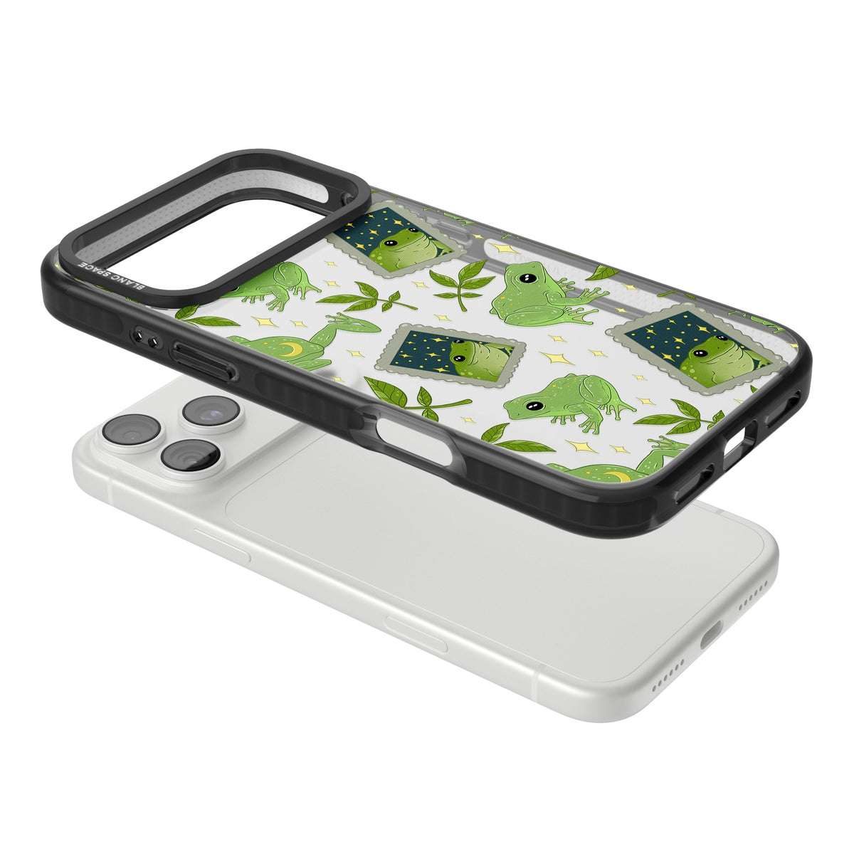 Starry Frog Stamps iPhone 18 Pro Max Impact Black Phone Case angled
