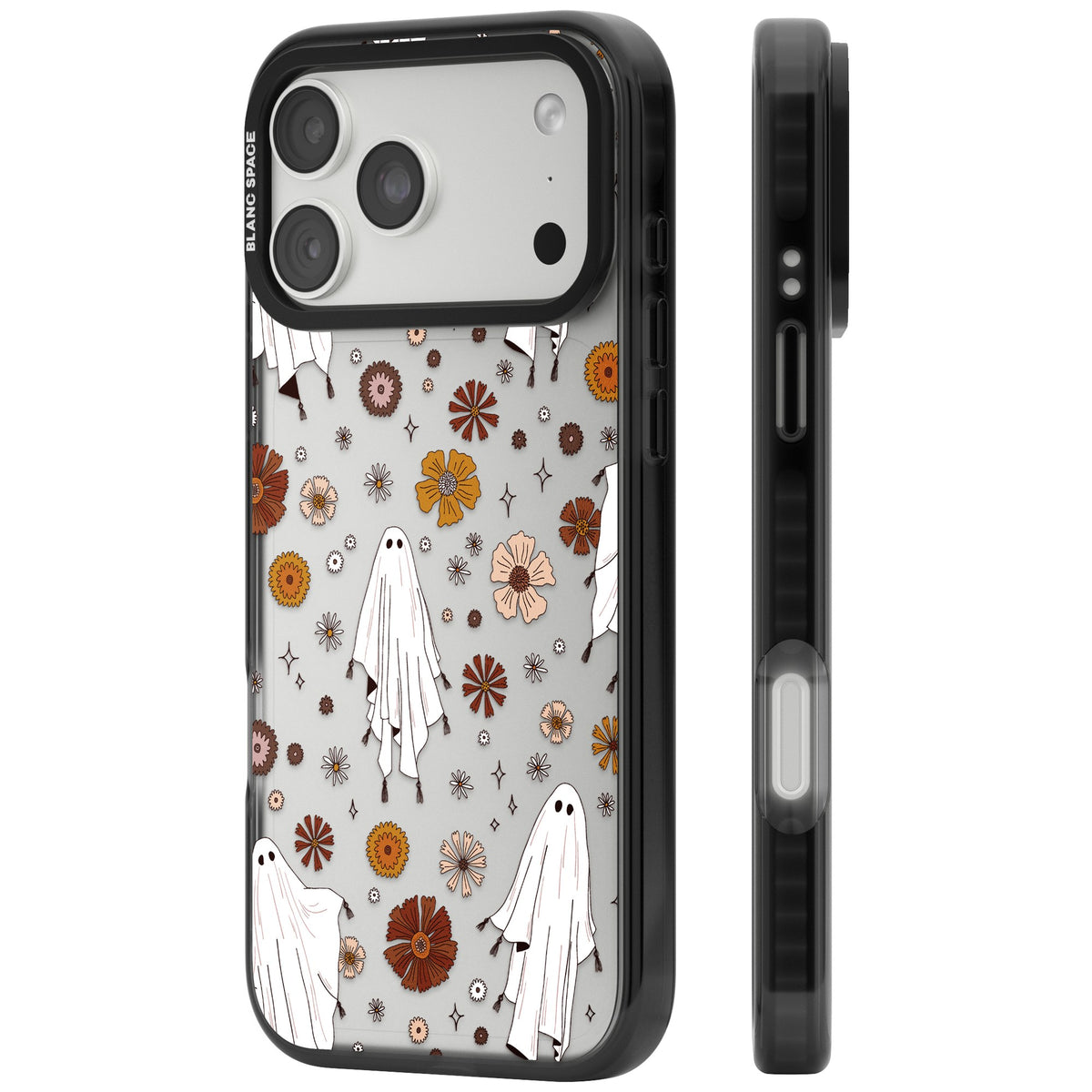 Ghosts And Flowers iPhone 18 Pro Max Impact Black Phone Case side