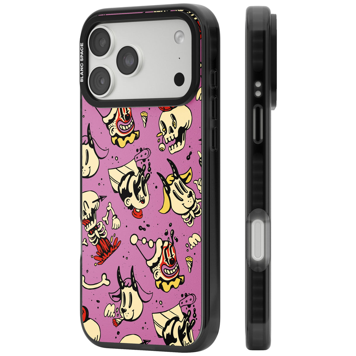 Violet Mischief iPhone 18 Pro Max Impact Black Phone Case side