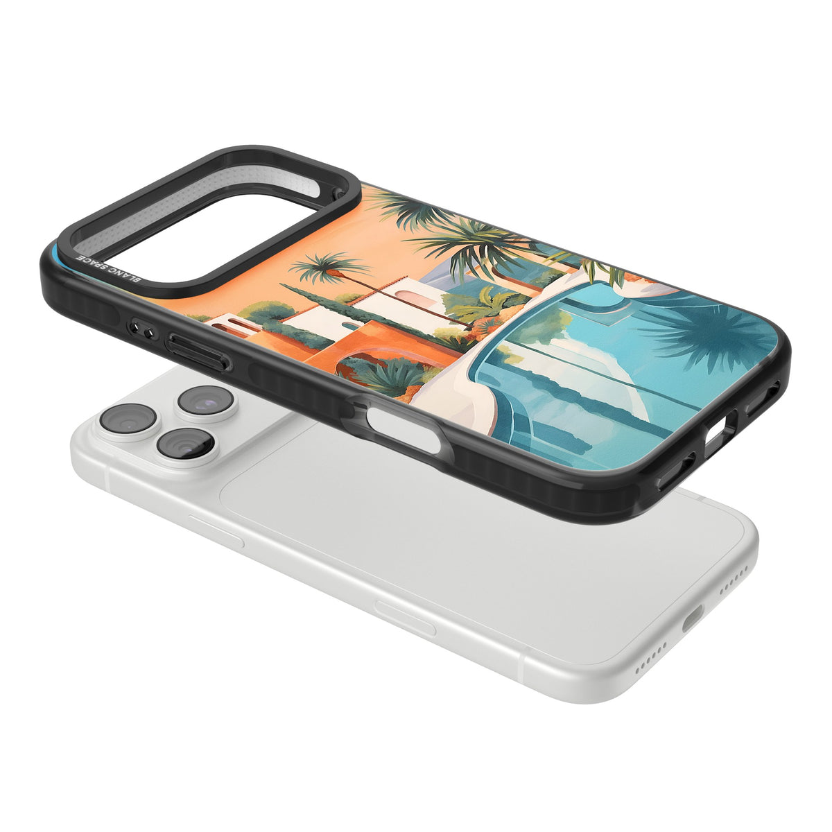 Villa Sunset iPhone 18 Pro Max Impact Black Phone Case angled